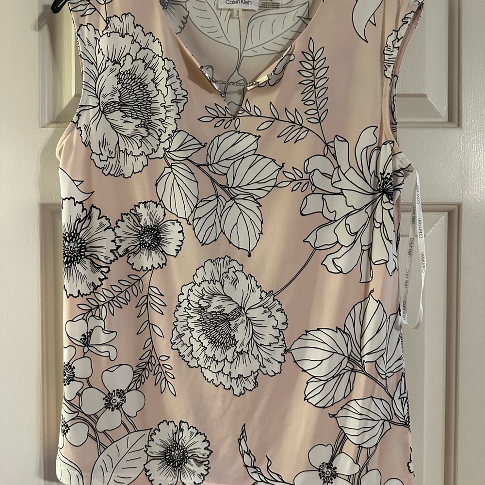 Calvin Klein Women's Floral Tank Top - Pink and Black